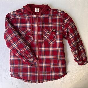 Dickies Red Plaid hooded jacket with pockets